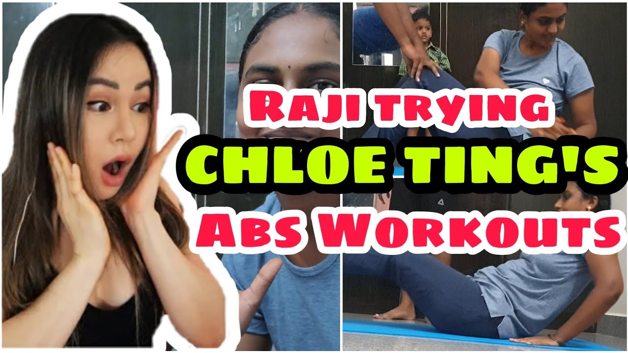 Day 1 Trying out Chloe Ting's Abs workout In Tamil Raji's Kitchen