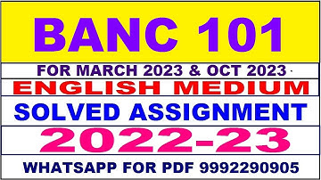 banc 101 solved assignment 2022-23 | banc 101 solved assignment in english 2022-2023 | banc 101 2023
