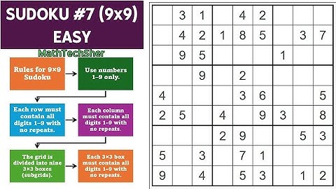 SUDOKU #7 | 9x9 Easy Level Puzzle 🧩 | Brain Teaser Challenge #mathchallenge #brainteasers #sudoku