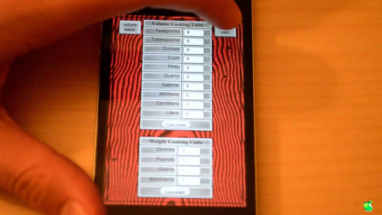 kitchen cooking calculator is
