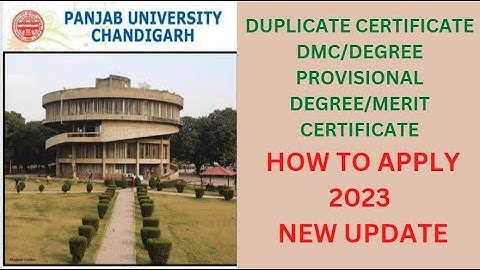 How to APPLY  lost / Misplaced Dmc From Panjab University Chandigarh 2023 NEW UPDATE