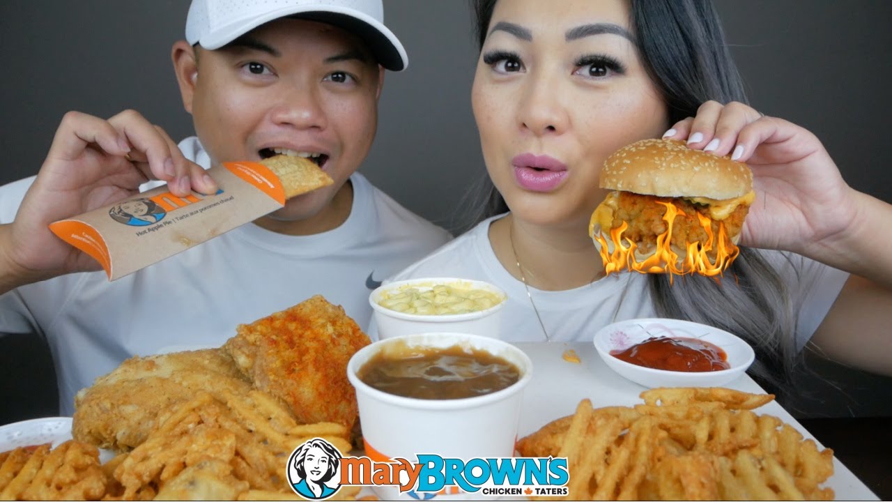 Mary Browns Fried Chicken & BIG Mary Spicy Chicken Burger Mukbang | N.E Let's Eat