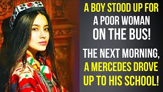 Video thumbnail of "A boy stood up for a poor woman on the bus… The next morning, a Mercedes drove up to his school..."