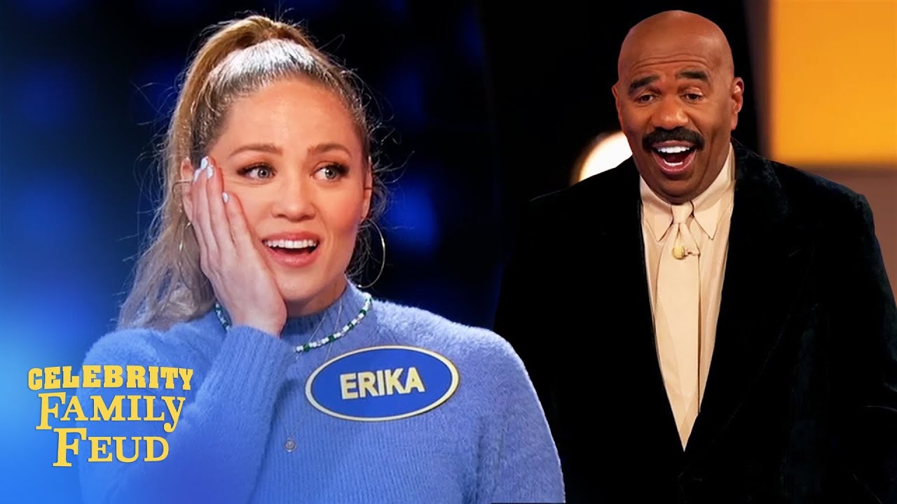 NSFW answer shocks Steve Harvey + Erika Christensen on Celebrity Family Feud!