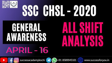 SSC CHSL 16 April 2021 Question Paper | All Shift Analysis | Malayalam | SSC CHSL General Awareness