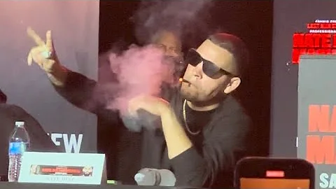 Nate Diaz Smoking weed on Stage | NYC Press Conference | Nate Diaz vs Jorge Masvidal #natediaz