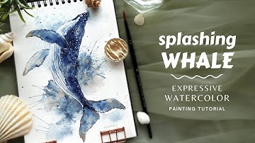 Expressive and Fun Watercolor Techniques: Splashing Whale