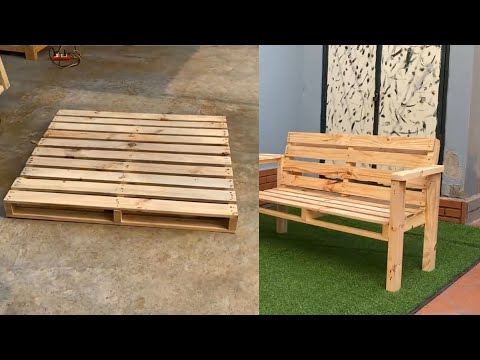صناعة مقاعد للحديقة من خشب الطبليات -Professionally making garden benches from pallet wood
