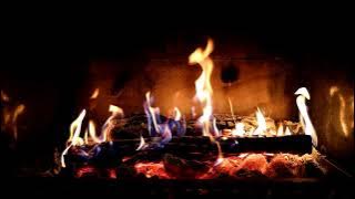 Crackling Fireplace with Golden Blue Flames and Orange Glowing Embers