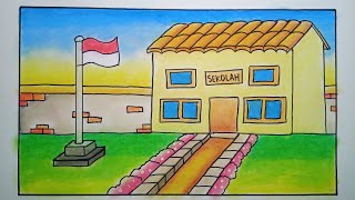 Cara menggambar sekolahan || eps-214