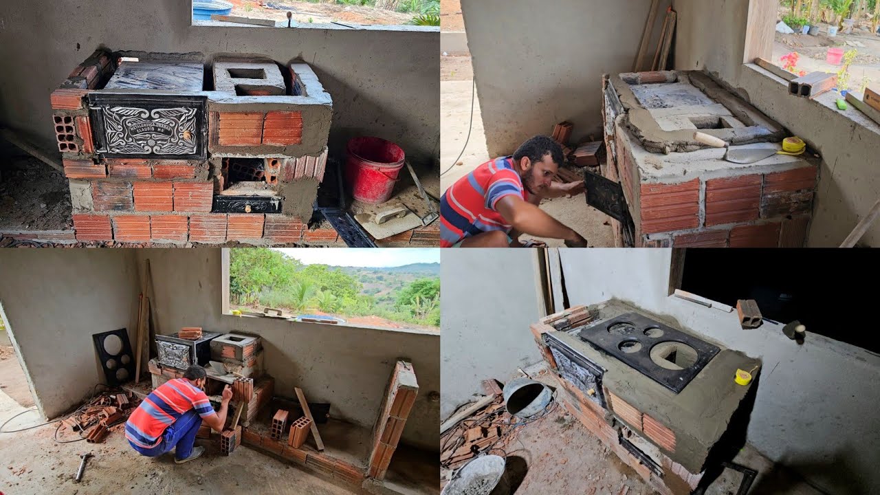 FOGAO A LENHA  moderno zero fumaça (passo a passo) video - 2