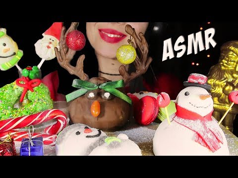 YILBAŞI ASMR TÜRKÇE | ? Kardan Adam Pasta, Noel Baba Çikolata, Baston Şeker, Makaron, Marshmallow