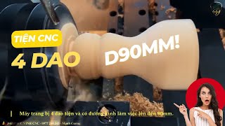 Máy tiện cnc 4 dao đường kính làm việc 90mm Woodmaster WM-90R4LA. Tiện bình hoa CNC