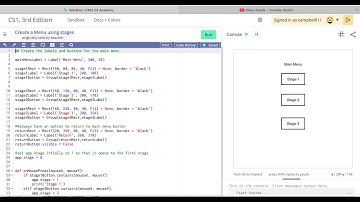 CMU CS Academy: Building a Main Menu to Control the Stages of Your Game
