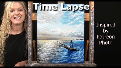 Learn How to Draw and Paint with Acrylics SEASIDE LIGHTHOUSE - Easy Beginner Tutorial - Time Lapse