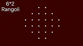 Small 6×2 Dot Rangoli Design | Easy Daily Kolam for Home Decoration🌷Simple 6×2 Dot Rangoli Design