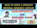 How to write effective original research paper  checkpoint for  research paper 