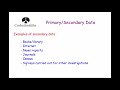 Primary and Secondary Data - Corbettmaths
