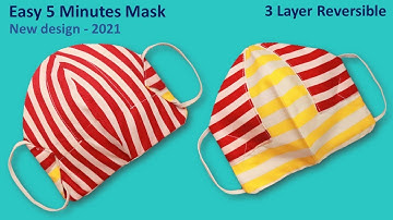 New Style Fabric Face Mask Sewing Tutorial | 5 Minutes Very Easy 3 Layer Reversible Face Mask Cloth