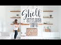HOW TO STYLE OPEN SHELVES IN LIVING ROOM | SHELF STYLING TIPS | FARMHOUSE DECOR