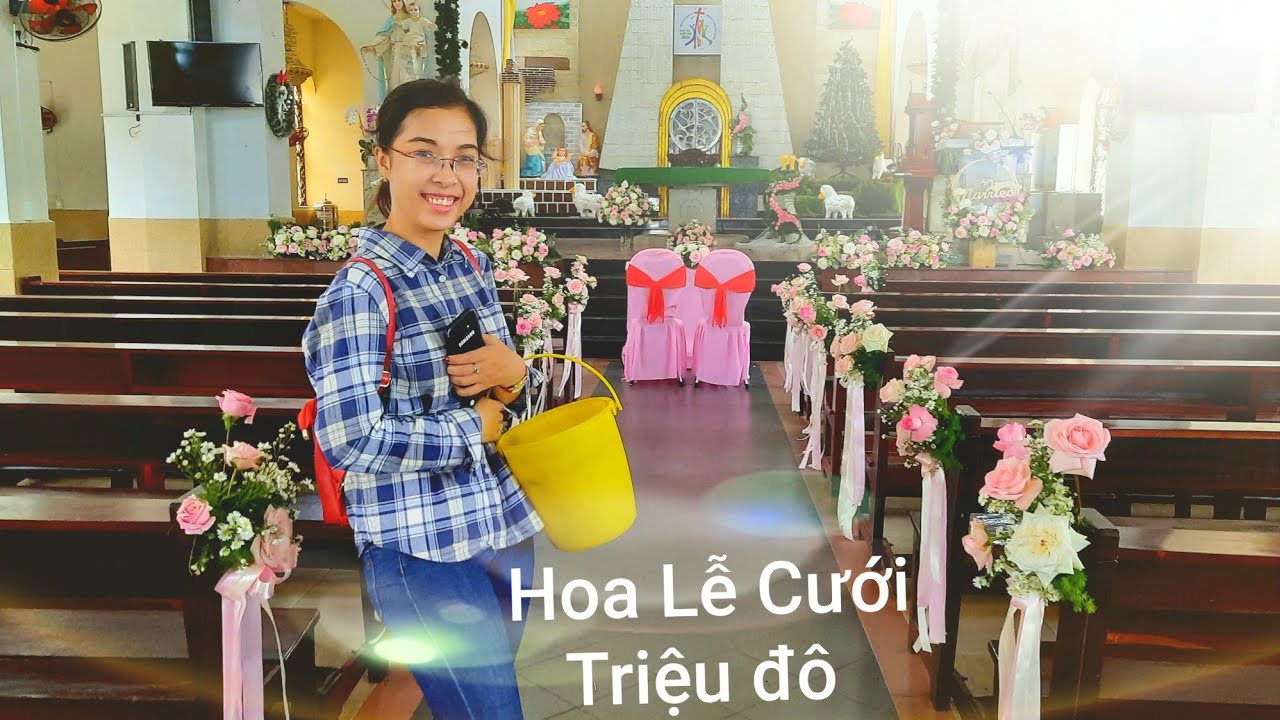 trang tri le cuoi 2022 New Cắm hoa lễ cưới nhà thờ Chí Hòa , cắm hoa triệu đô