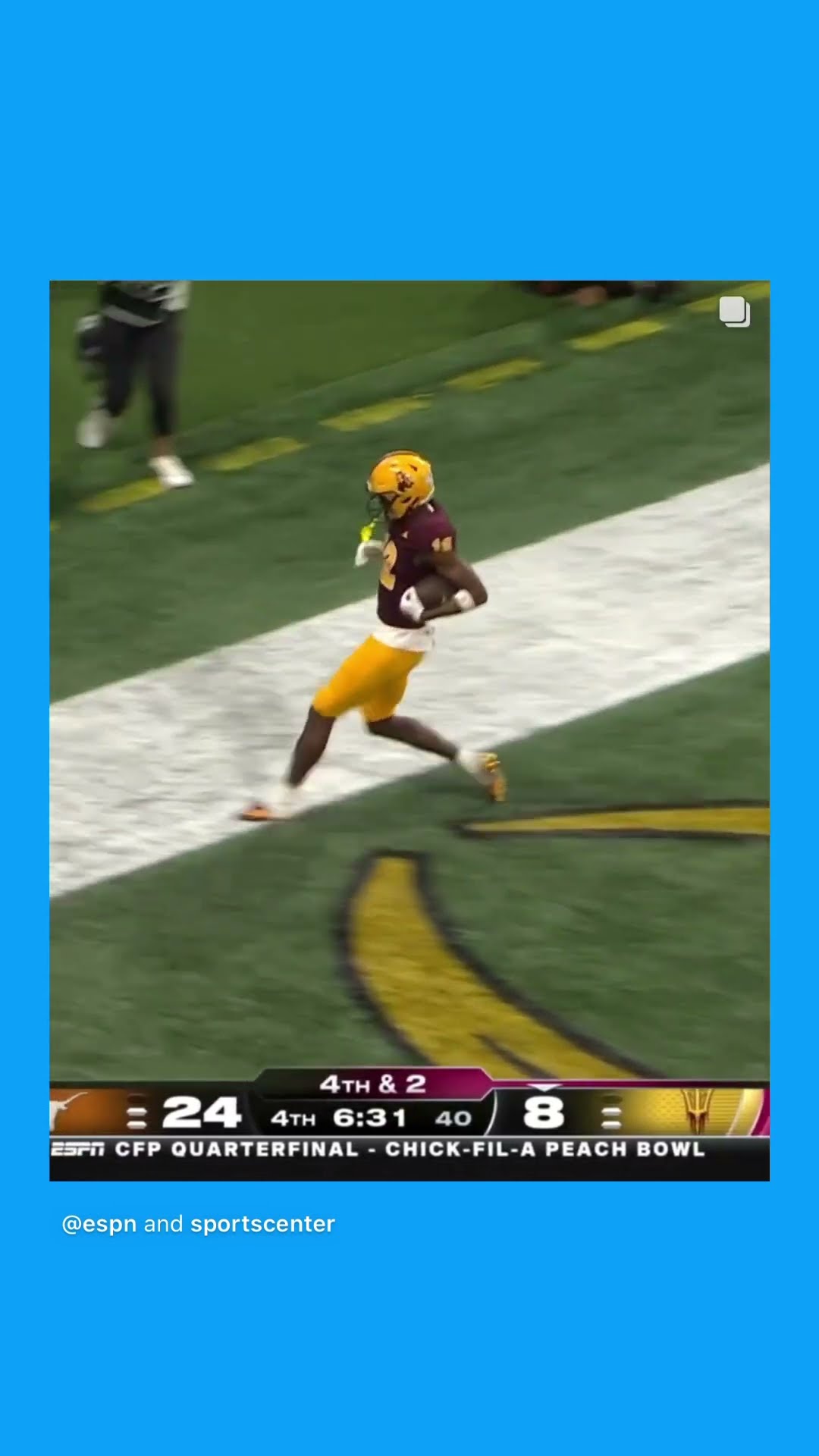 He does it all #hoodnews #camskattebo #arizonastate #texas #MalikMcClain #touchdown #omg #how #wow