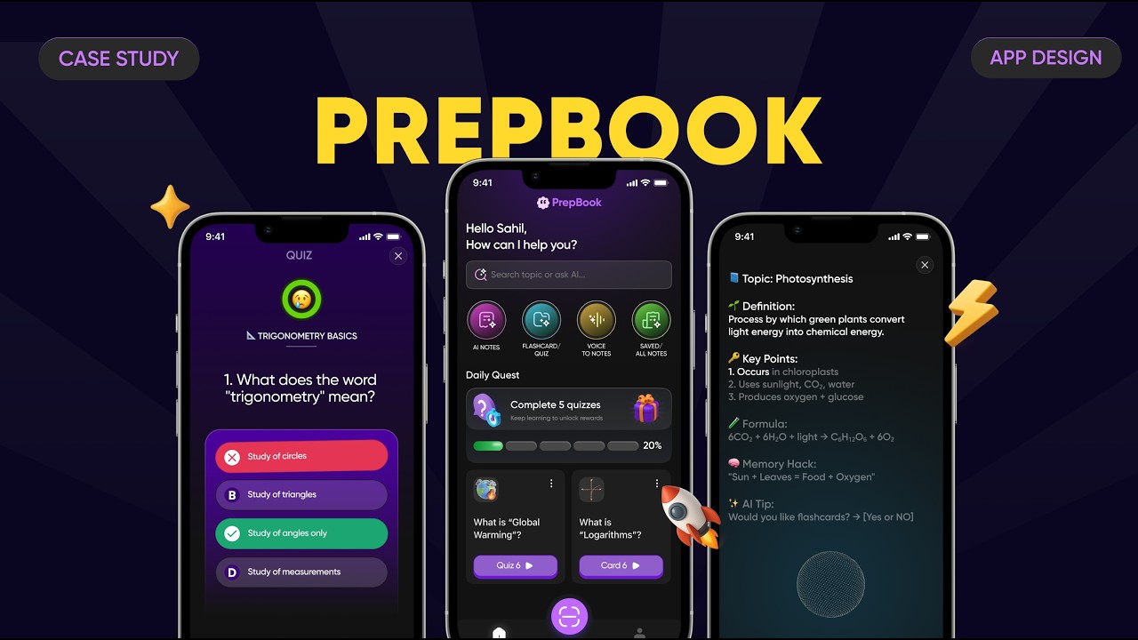 PrepBook – AI Learning App UX Case Study | Figma Prototype - YouTube
