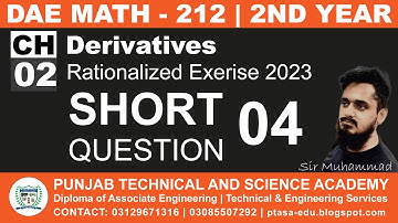DAE MATH 212 Chapter 2 Short Question 4 | Sir Muhammad
