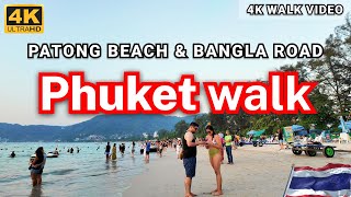 Phuket Patong Beach to Bangla Road Walk | Thailand Travel 4K