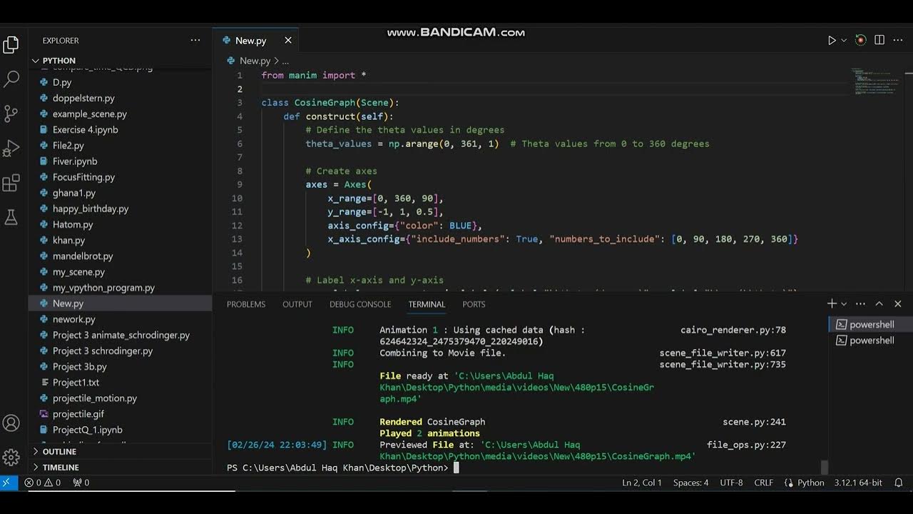 COSINE function in Python Manim, Beautiful Animation - YouTube