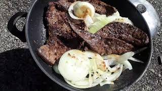 Budget Bushcraft Cooking And Eating Roadkill Liver And Onions (V1574) Urban Stealth Camping