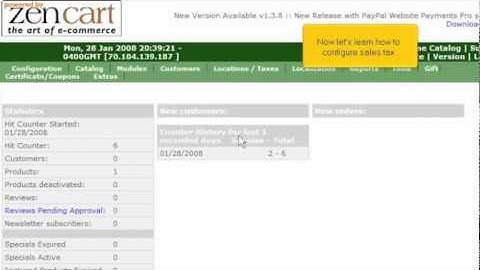 How to configure sales tax in Zen Cart