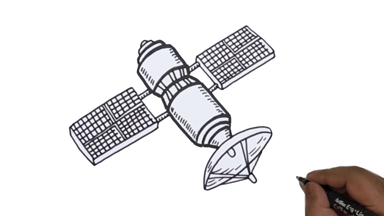 Satellite line drawing Easy/ How to draw Satellite. - YouTube