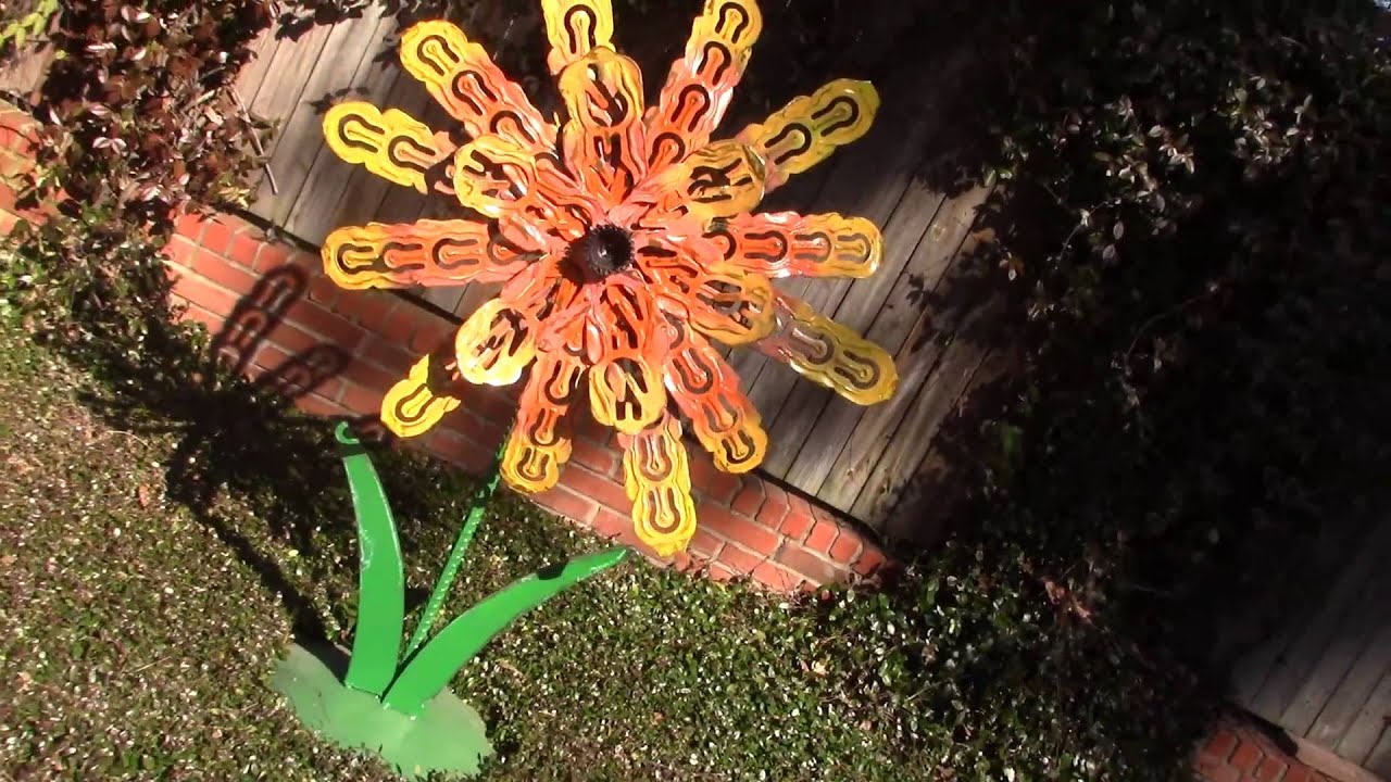 Upcycled Whimsical Metal Garden Flower Art Sculpture by Raymond Guest