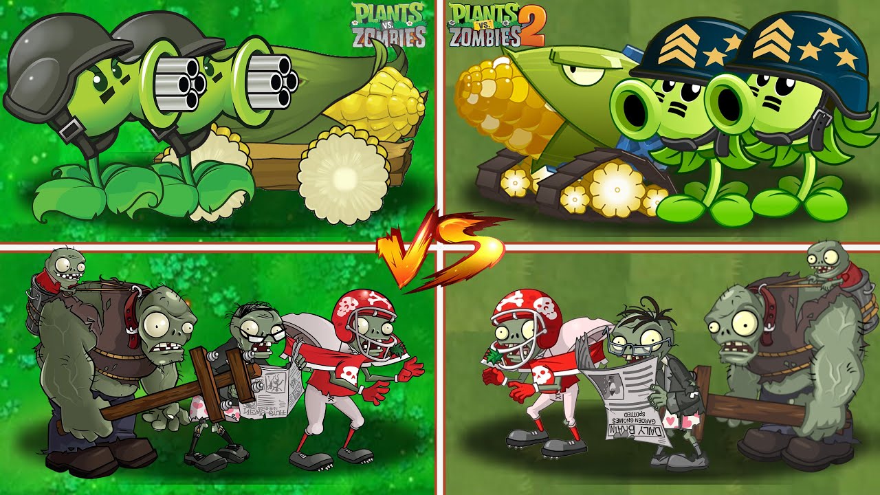 Pvz vs pvz 2 - Mega Gatling Pea Plant Team Vs Zombie Team - What team ...