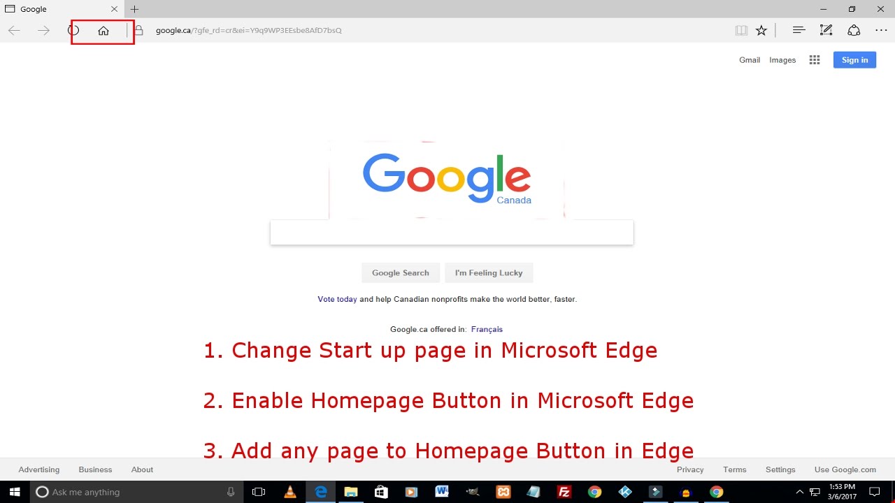 how to make microsoft edge home page