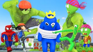 Rainbow Friends Giant Police Nickhulk defeats Giant Siren Head Hulk zombie rescue the city screenshot 5
