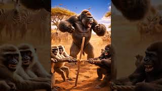 Monkey Tug of War Gets INTENSE Gorilla Referee! #monkey #gorilla #wildlife #funny #competition