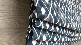 Dark Blue and White Geometric Diamond Relaxed Roman Balloon Valance