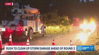 Crews working to clean up storm damage before more storms move in