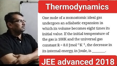 One mole of a monoatomic ideal gas undergoes an adiabatic expansion in which its volume becomes