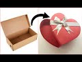 عمل صندوق هدايا على شكل قلب من الكرتون🎁بوكس هدايا♻️علب هدايا 🎁DIY gift/how to make gift box/box