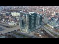 Millennium Center and South park in Sofia, filmed with a drone