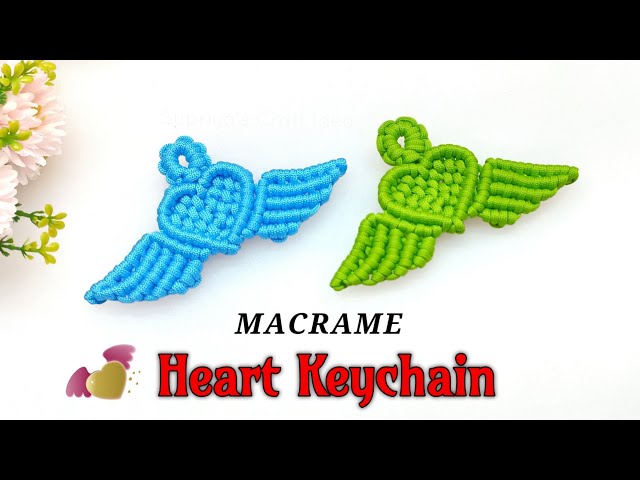 Macrame heart vine key chain charm - Shop Mermaid Macramé