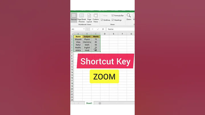 shortcut key of zoom in excel #exceltricks #shorts