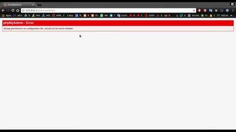 phpMyAdmin Wrong permissions on configuration file, should not be world writable!