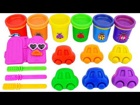 Satisfying Video l How to Make Playdoh Lollipop Candy into Rainbow Cars & Ice Cream Cutting ASMR