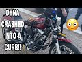 Harley Lot Day (Dyna Crashes Into A Curb + Broken Axle Adjuster) StuntVlog #19