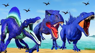 Blue Godzilla vs T-Rex vs Big Dinosaurs   Jurassic World Evolution Dinosaurs Fighting !