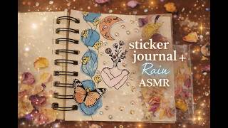 ASMR journal with me using stickers and real flower petals  | Rain, thunder and birds chirping screenshot 2